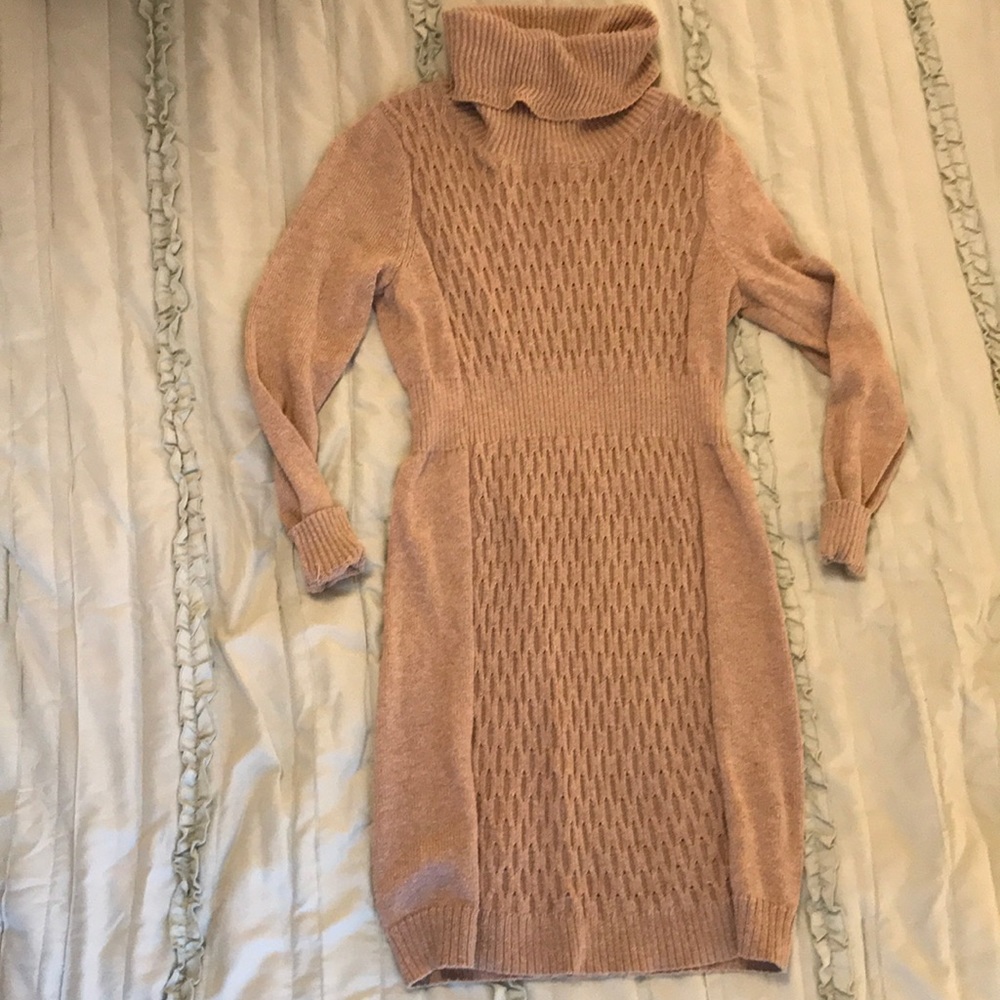 Long sleeve tan knit dress